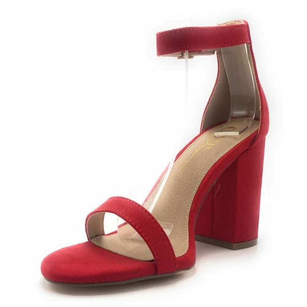 Ladies Red Chunky Heel Shoe